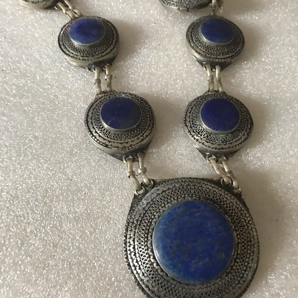 antique Jewelry - Antique lapis long necklace